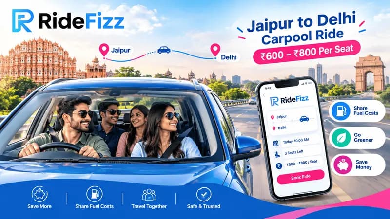 Jaipur to Delhi Carpool Ride | ₹600–₹800 Per Seat